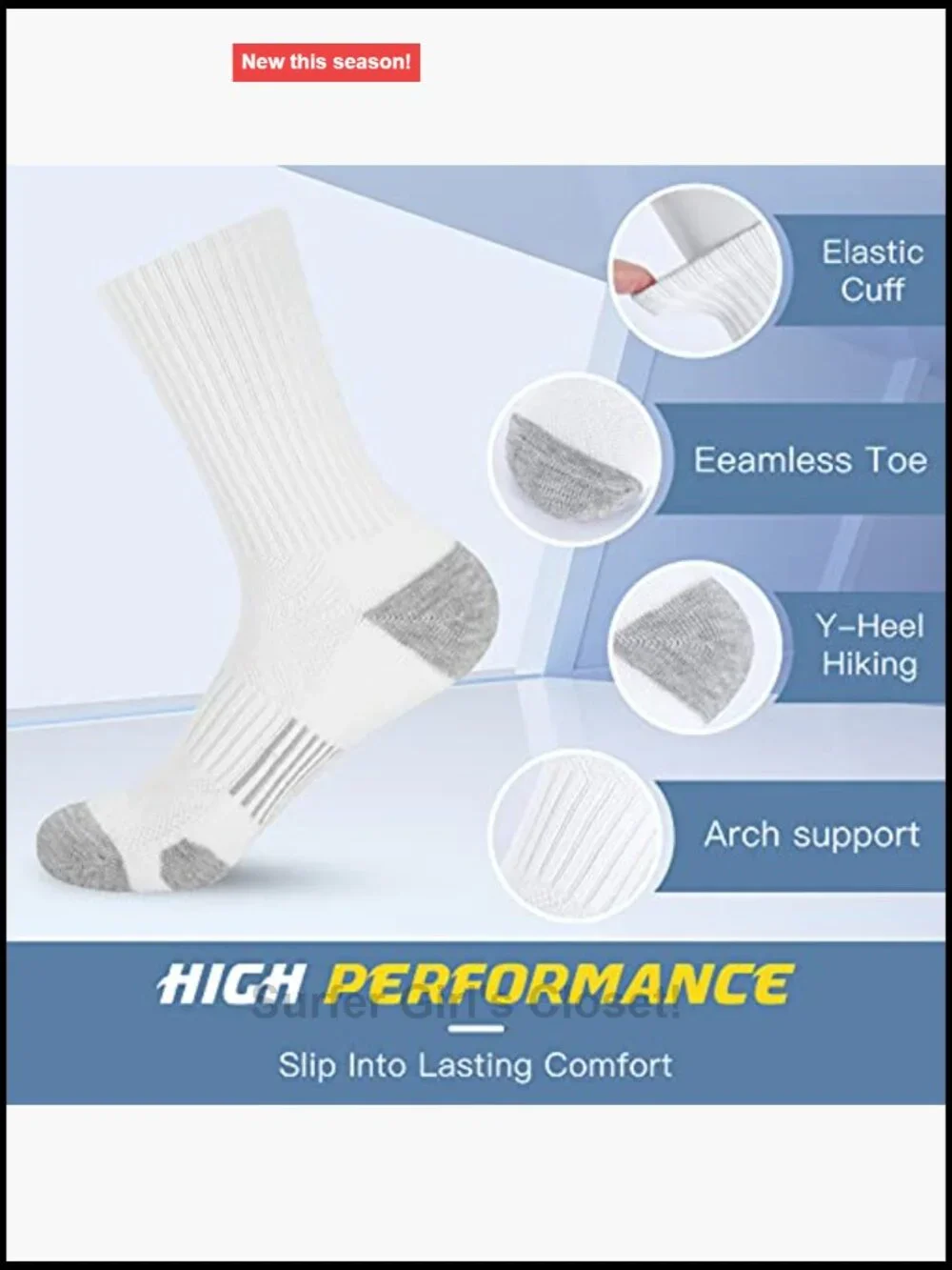 Athletic Crew Socks Cushion Running Socks Performance Breathable Sports Socks